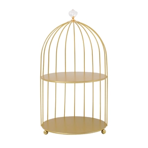 Goldener nordischer zweistöckiger Kosmetik-Organizer im Vogelkäfig-Stil aus Eisen