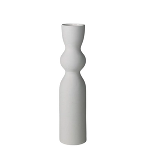 Moderne nordische Keramikvase in Weiß mit Rillenstruktur und ästhetischem Zylinderdesign