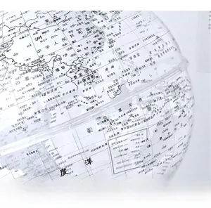 Macro shot of transparent globe with high-definition Chinese map printing details