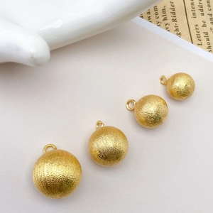 Golden brushed hollow copper bead pendants for handmade DIY jewelry making crafts