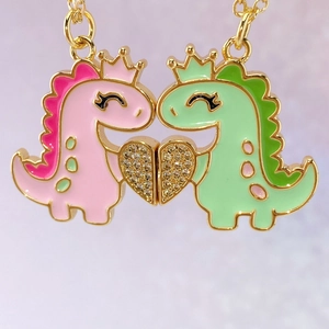 Kupfer Herz Passender Anhänger Ohne Kette Für Beste Freunde Paare Cartoon Dinosaurier Katze Gänseblümchen EKG Sonne Mond Schmuck