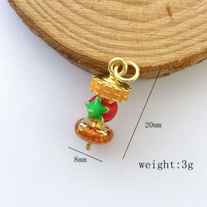 Detailed view of handmade fruit-style pendant showing 20mm height and 3g weight