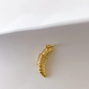 Pendentif croissant doré 3D avec texture en spirale pour bijoux de mode personnalisés