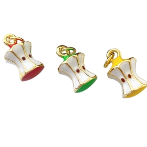 Creative 3D apple core enamel pendants in red yellow and green for DIY jewelry making