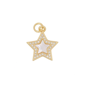 Pendentif étoile pour collier avec nacre blanche et incrustation de cristaux brillants
