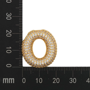 Close-up of zircon-encrusted gold letter O pendant measuring 25mm for DIY jewelry