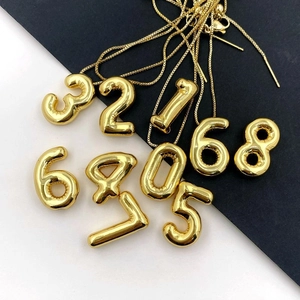 Pendentif Ballon 3D Minimaliste en Cuivre Électroplaqué Or Chiffres Arabes 0-9 Pendentif Seul Sans Chaîne