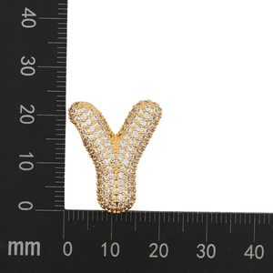 Macro shot of cubic zirconia balloon letter Y pendant measuring 25mm in height