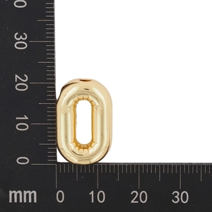 Mesure détaillée d'un pendentif chiffre ballon doré montrant une longueur de 20 mm et 12 mm