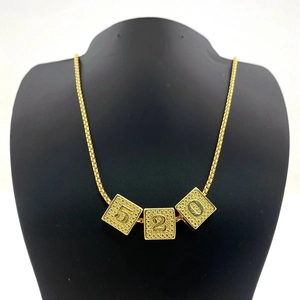 Hip Hop Arabisch Cijfer 0-9 Kubus Hanger Koper Verguld Gepersonaliseerde Vierkante Kraal Voor Mannen Vrouwen Mode Sieraden Cadeau