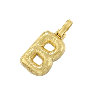 Textured gold-plated copper letter B pendant with a brushed finish for necklaces