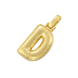 Minimalist 3D gold-plated letter D pendant with a smooth polished finish and bail