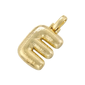 Minimalist gold-plated letter E pendant with unique textured finish and puffy design