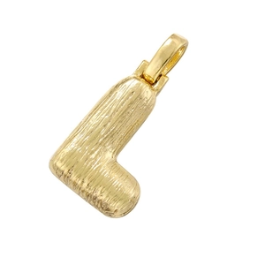 Gold-plated letter L pendant necklace accessory with a unique brushed texture finish