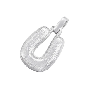 Minimalist silver letter U pendant necklace with a brushed metal texture finish