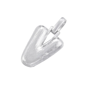Polished silver 3D puffy initial V pendant necklace with modern minimalist charm style