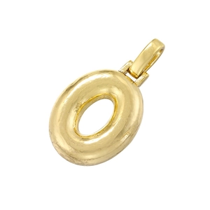 Minimalist gold-plated letter O pendant with polished hammered texture finish