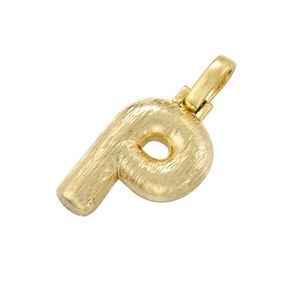 Minimalist gold plated letter P pendant necklace charm with brushed metal finish