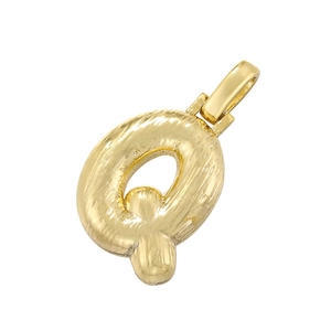 Minimalist gold-plated letter Q pendant with unique balloon texture and top clasp