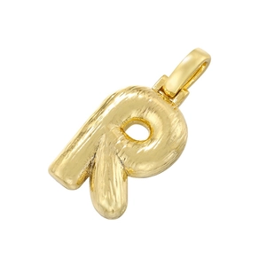 Minimalist brushed gold alphabet pendant with letter 'r' design for custom jewelry