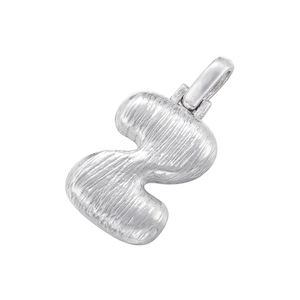 Minimalist silver letter S pendant with brushed metal finish and modern design