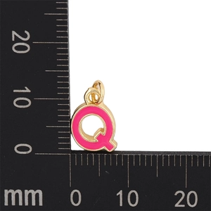 Pendentif lettre Q en émail rose de 10 mm pour création de bijoux DIY doré poli