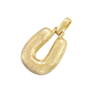Golden pendant with textured brushed finish and polished bail in a classic U-shape design
