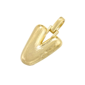 Minimalist gold-plated 3D balloon letter V pendant necklace charm with polished finish