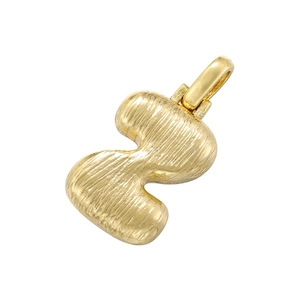 Minimalist gold-plated letter S pendant with a brushed metal texture finish