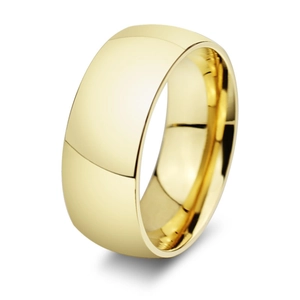 Polished minimalist gold stainless steel dome ring for women with high-shine finish