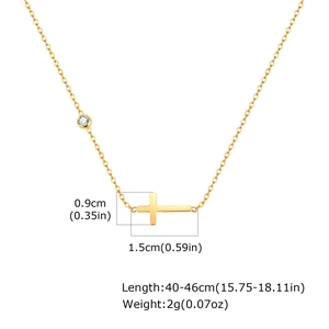 18K vergoldete Edelstahl-Fußkette mit Kreuzanhänger und Zirkon auf weißem Hintergrund