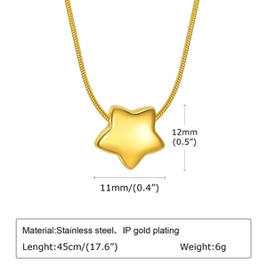 Collier pendentif étoile en acier inoxydable doré avec chaîne serpent et placage 18K