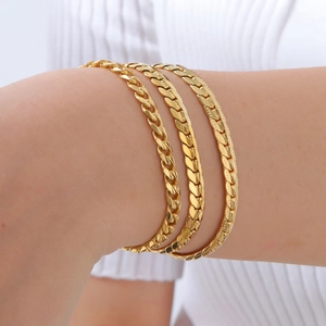 Bracciale a Catena Cubana in Acciaio Inossidabile per Donna Bracciale in Oro Argento Galvanico Regolabile Gioielli da Polso