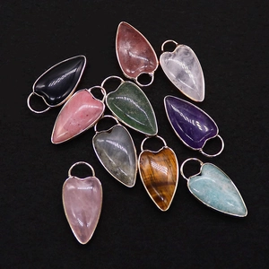 Natural Stone Heart Shape Pendant Only (Without Chain) Gold Plated Copper Bezel Heart Gemstone Charm For DIY Jewelry Making Necklaces Women Gift