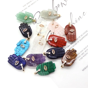 Hamsa hand natural stone pendants with lapis lazuli and crystals for DIY jewelry making