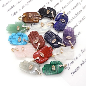 Hamsa Hand pendants with natural stones like Tiger Eye and Lapis Lazuli for jewelry making
