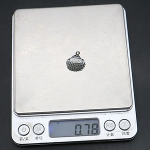Macro d'un pendentif coquillage en argent pesant 0,78g pour bijoux DIY style marin