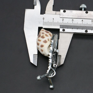 Detailed size measurement of shell-shaped snail brooch with silver alloy and crystal stones