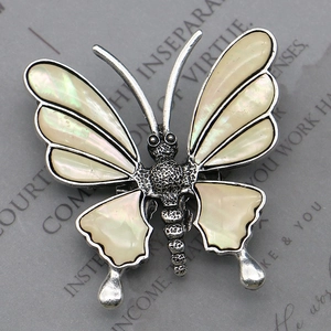 Vintage Zinklegierung Schmetterling Brosche Anhänger Mit Perlmutt Eingelegt Retro Insekt Stil Schmuck Für Damen Party Geschenk