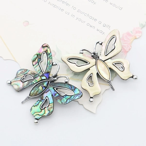 Exquisite butterfly brooch pendant with colorful abalone shell and mother of pearl inlay