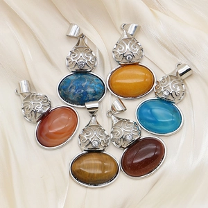 Natural crystal agate gourd pendants with alloy filigree inlay in six different colors