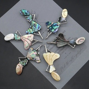 Vintage Alloy Ballet Dancer Brooch With Natural Shell And Abalone Inlay Elegant Lady Silhouette Pendant Jewelry For Women