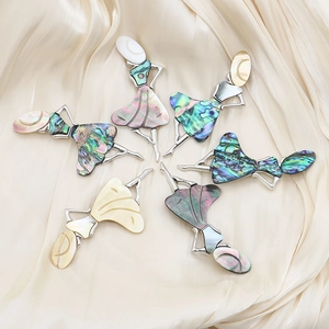 Elegant abalone shell dancer silhouette brooches on silk fabric in six assorted colors