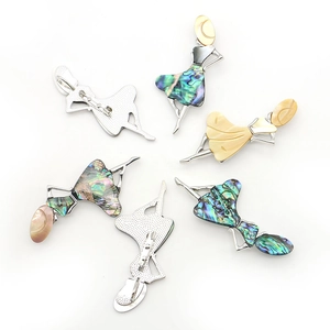 Elegant abalone shell portrait brooch and necklace pendant with silver finish details