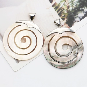 Spiralform Anhänger aus natürlicher Muschel in Weiß und Grau für DIY Halsketten