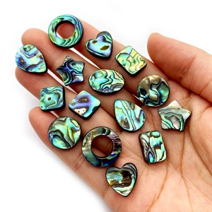 Natural iridescent abalone shell beads in heart and star shapes for jewelry making