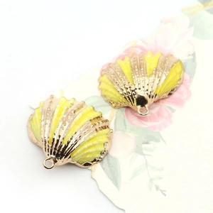 Golden plated natural shell pendant in fan shape for handmade DIY jewelry crafting