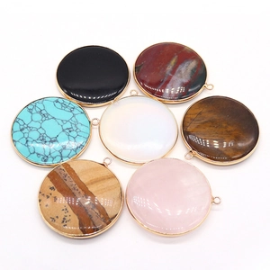 Mixed natural stone pendants with gold plated edges for DIY jewelry making necklaces