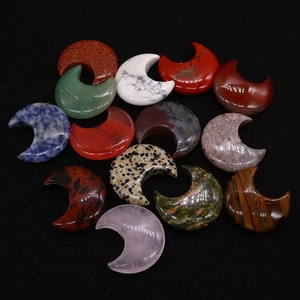 Natural Stone Crescent Moon Polished Crystal Gemstone Loose Beads For DIY Jewelry Making Home Decor Chakra Healing Stones