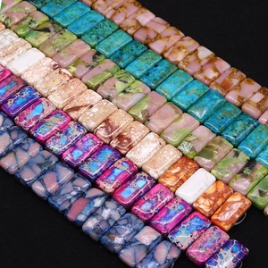 Natural Stone Rectangular Loose Beads Emperor Stone Flat Beads For DIY Jewelry Making Bracelet Necklace Accessories